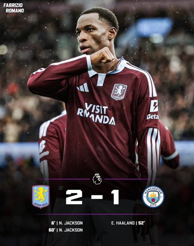BREAKING: Aston Villa Beat Man City 2–1 as Arsenal Win